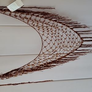 Beautiful Fall scarf type accessorie. Garnished with light brown beads.